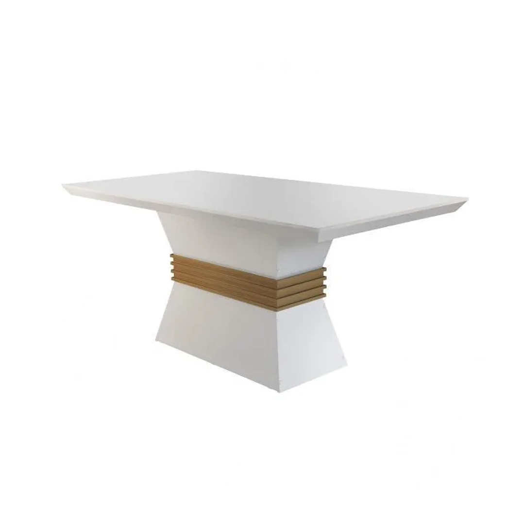 Conjunto Sala de Jantar Mesa e 4 Cadeiras Santorini Veludo Creme/Off White/Imbuia 5