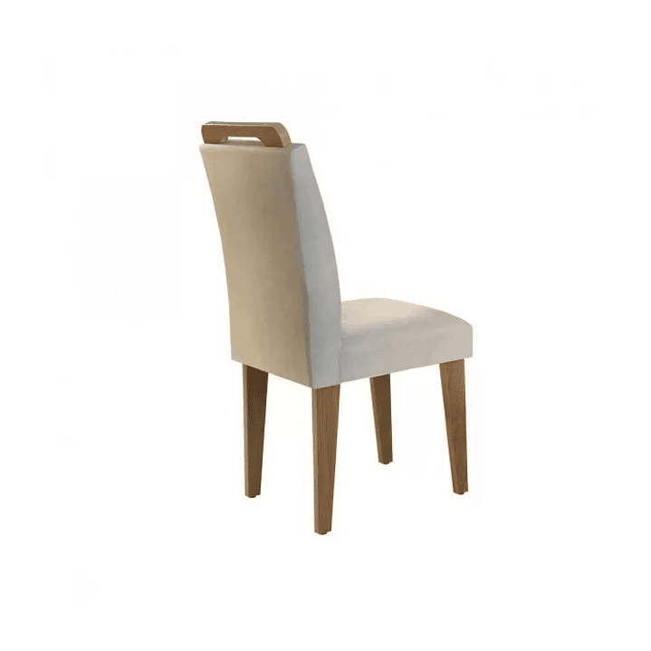 Conjunto Sala de Jantar Mesa e 4 Cadeiras Santorini Veludo Creme/Off White/Imbuia 6