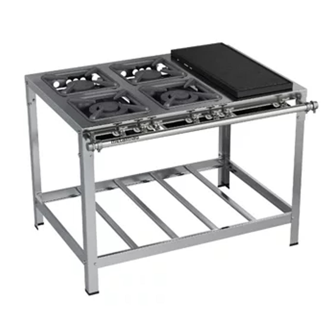 Fogão Industrial 4 bocas 30X30 Chapa Luxo Aço Inox 304 Metalmaq 1
