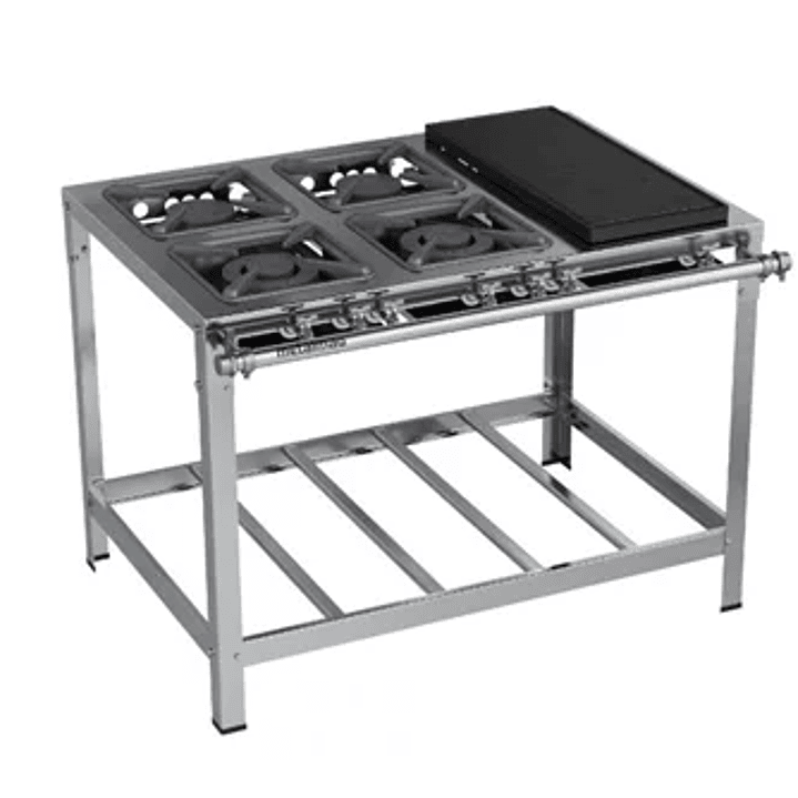Fogão Industrial 4 bocas 30X30 Chapa Luxo Aço Inox 304 Metalmaq 1