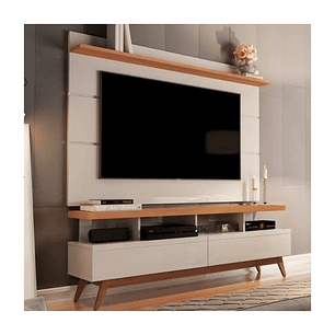 Conjunto Rack Vivare Wood e Painel para TV até 60 Polegadas Vivare Off White Nature - Off White Nature