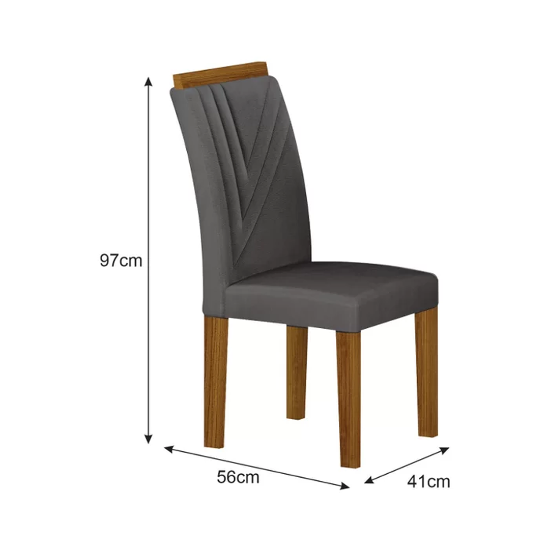 Conjunto Sala de Jantar com 4 Cadeiras Miami Freijo/OffWhite/Palha 7