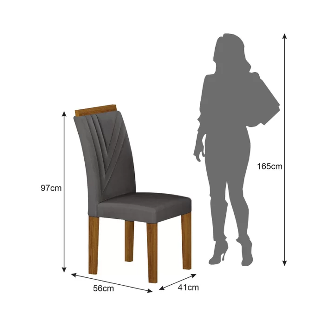 Conjunto Sala de Jantar com 4 Cadeiras Miami Freijo/OffWhite/Palha 8