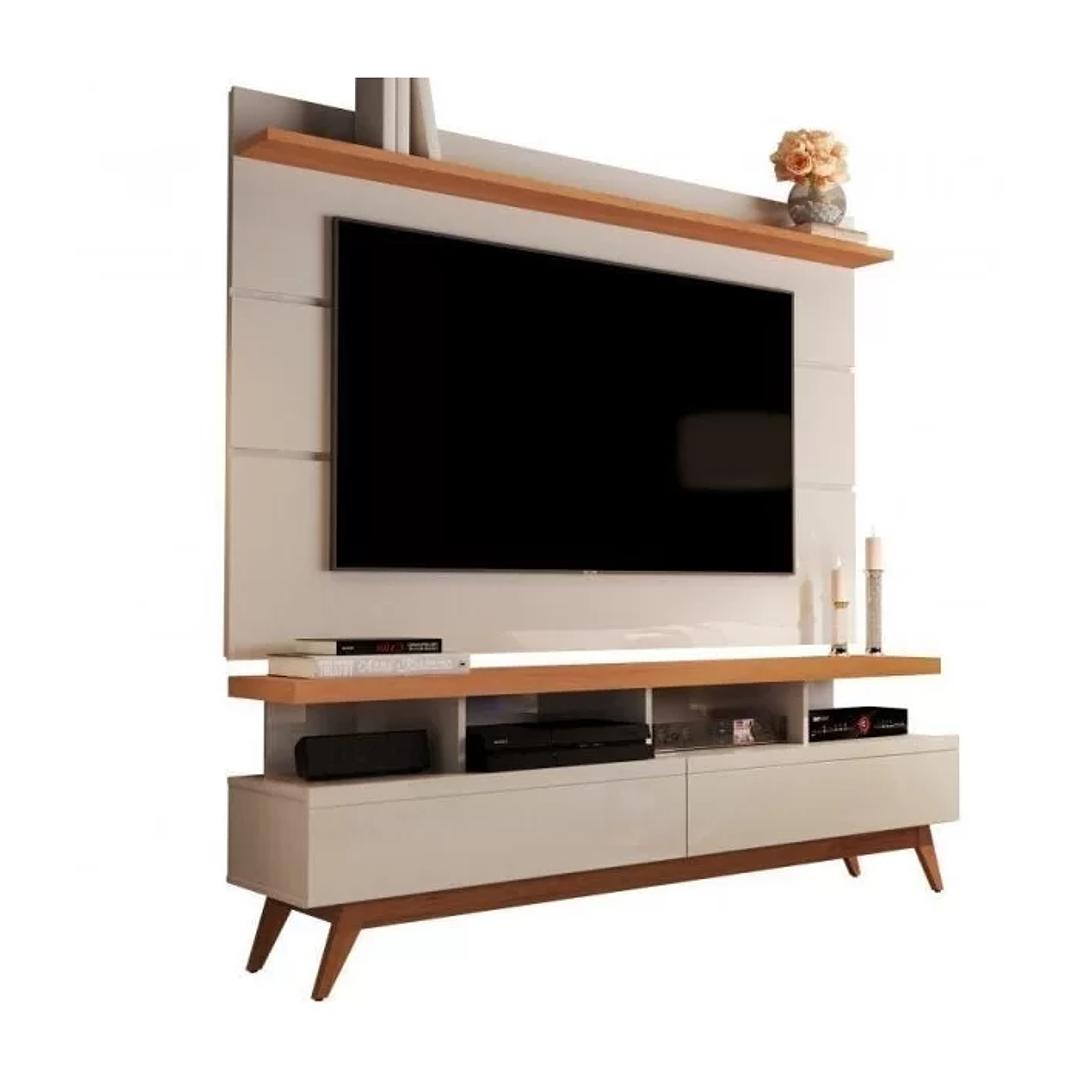Conjunto Rack Vivare Wood e Painel para TV até 60 Polegadas Vivare Off White Nature - Off White Nature 4
