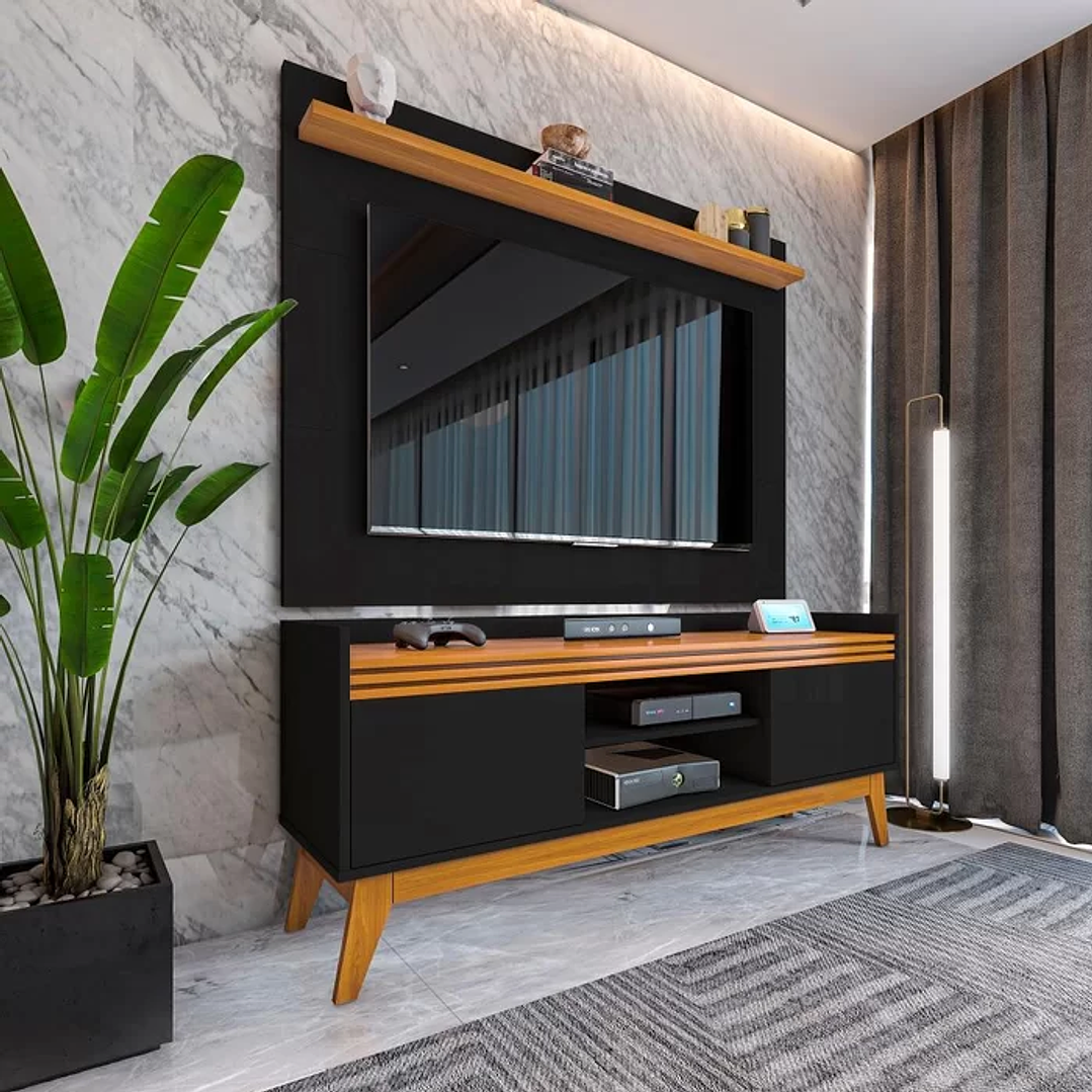 Rack Ripado 2 Portas com Painel para Tv 50 Polegadas Astúrias 136cm Off White 2