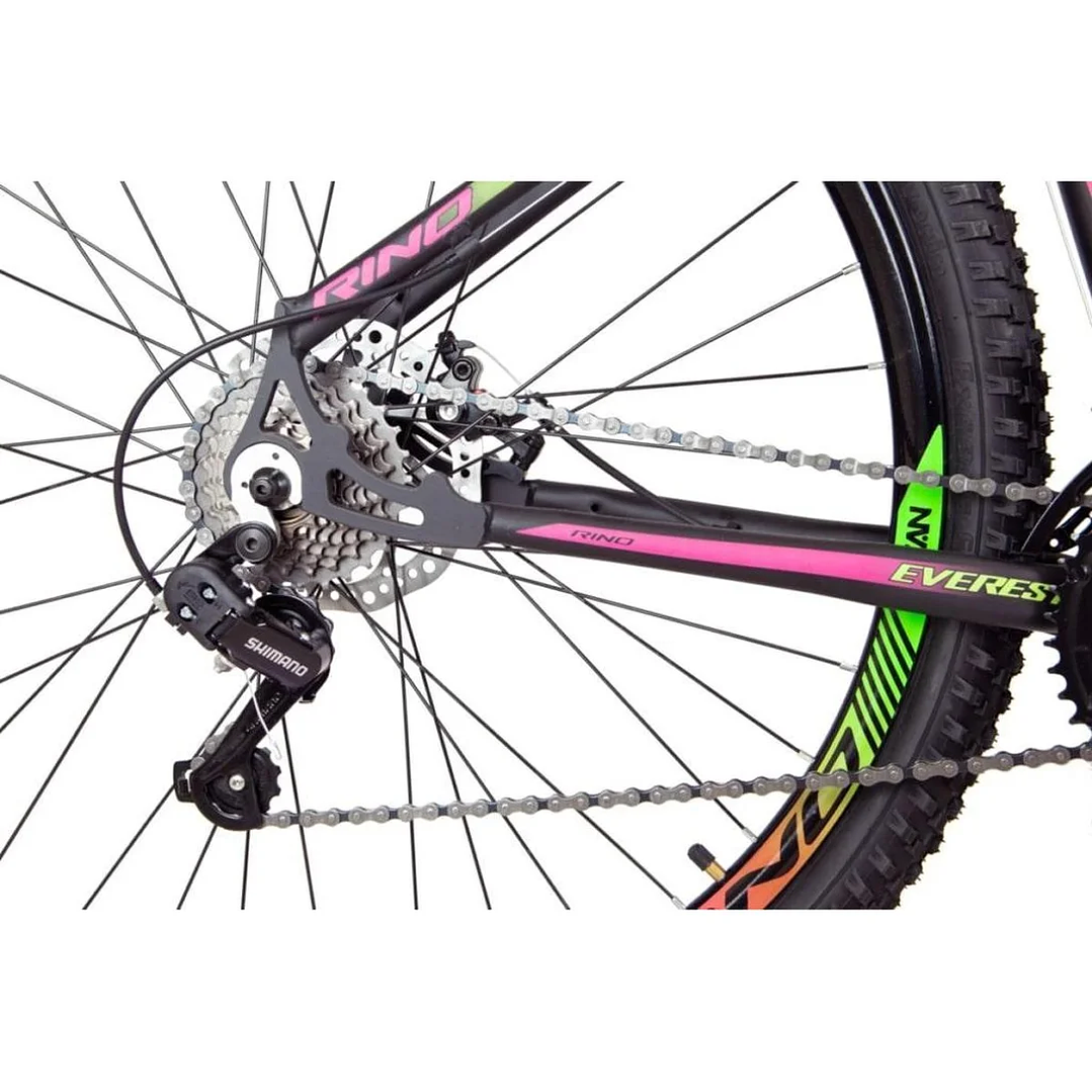 BICICLETA ARO 29 RINO EVEREST COLOR - 24V CAMBIOS SHIMANO - SUSPENSÃO COM TRAVA 6