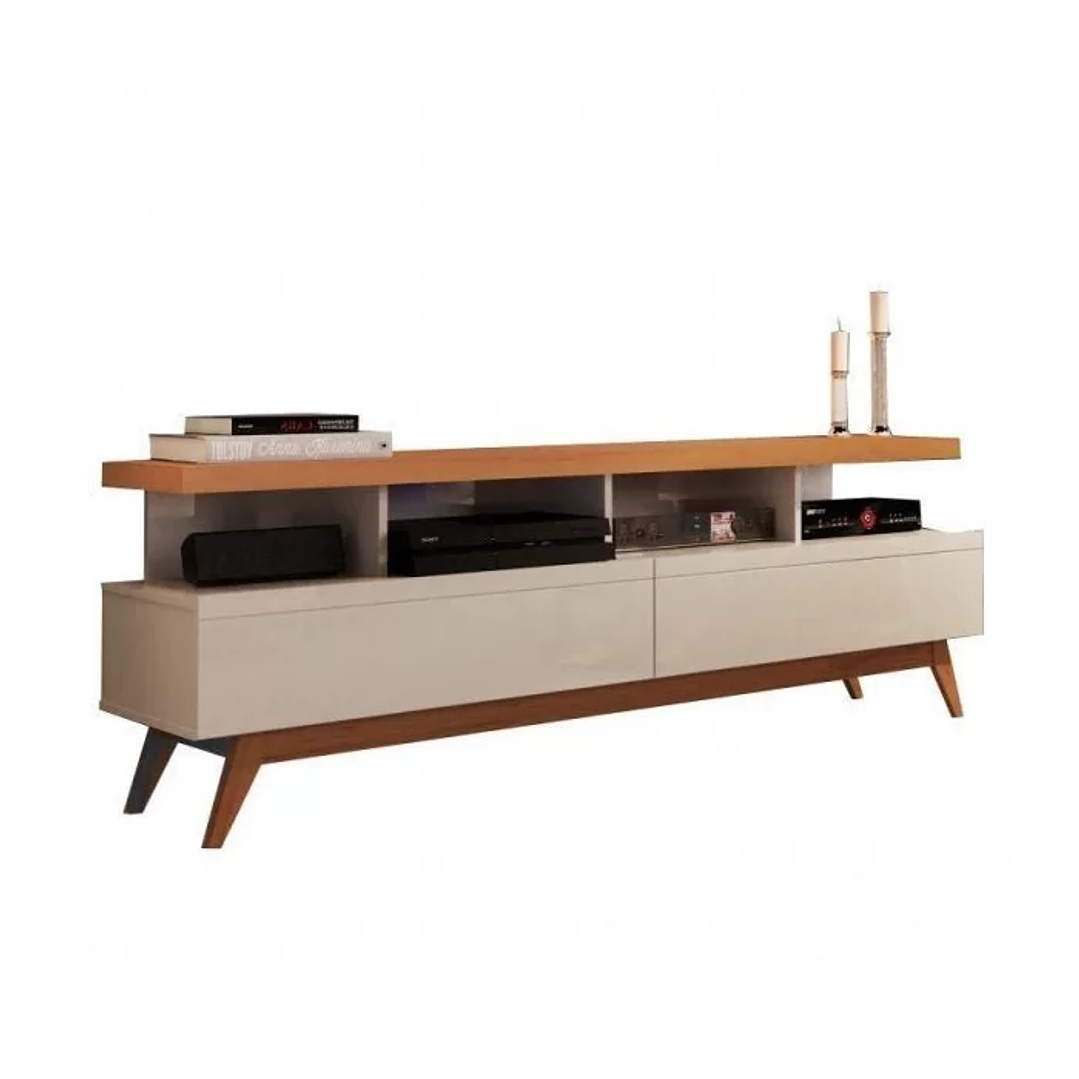 Conjunto Rack Vivare Wood e Painel para TV até 60 Polegadas Vivare Off White Nature - Off White Nature 9