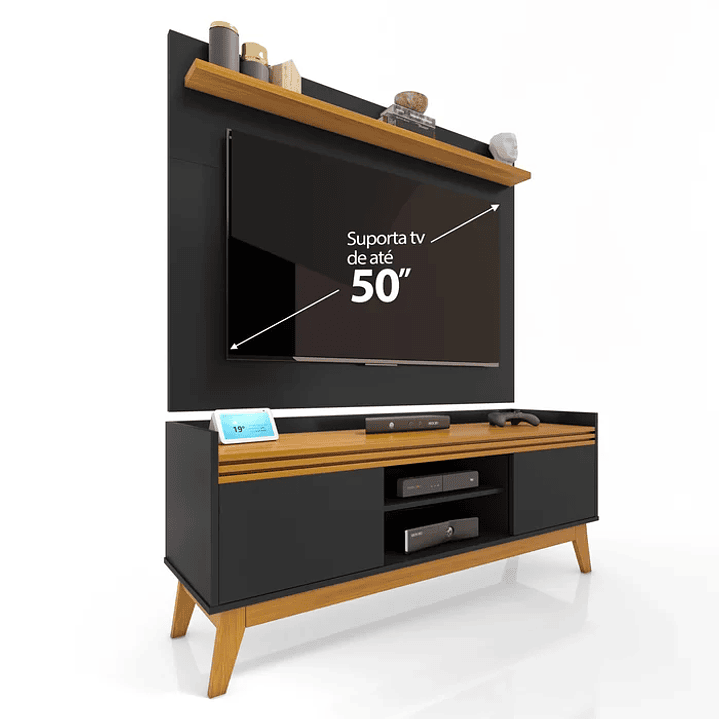 Rack Ripado 2 Portas com Painel para Tv 50 Polegadas Astúrias 136cm Off White 8