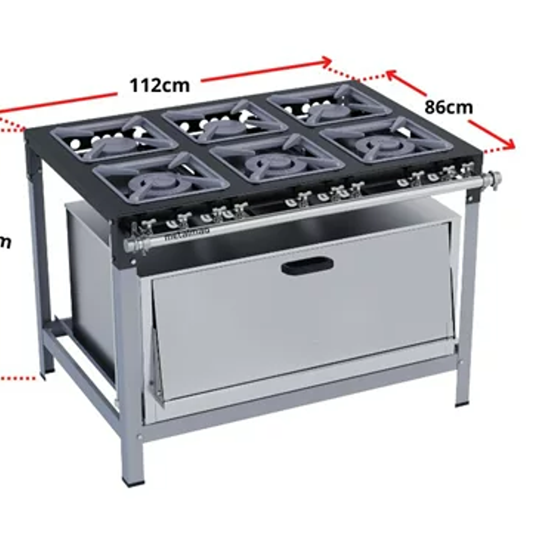 Fogão Industrial 6 Bocas 30X30 com Super Forno Metalmaq 2