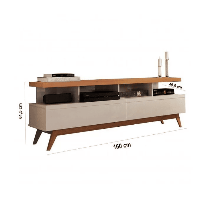 Conjunto Rack Vivare Wood e Painel para TV até 60 Polegadas Vivare Off White Nature - Off White Nature 10