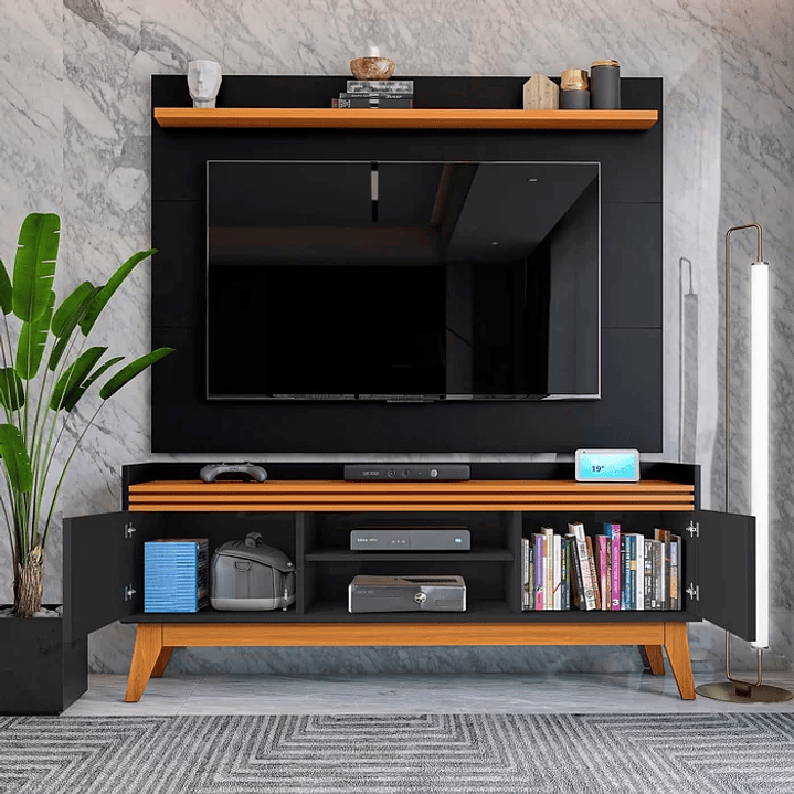 Rack Ripado 2 Portas com Painel para Tv 50 Polegadas Astúrias 136cm Off White 12