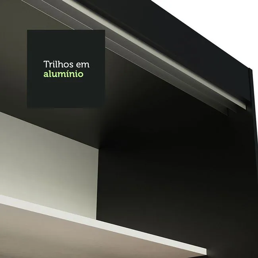 Guarda-roupa Casal Vivian 3 Portas Espelho Menor Preto Fosco - M.a Preto Fosco 7