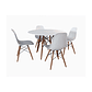 Conjunto de Mesa de Jantar Eames Eiffel Redonda 90cm Tampo de Madeira Branco com 4 Cadeiras Brancas - Thumbnail 2
