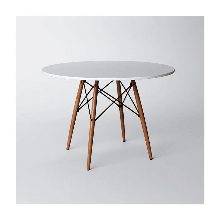 Conjunto de Mesa de Jantar Eames Eiffel Redonda 90cm Tampo de Madeira Branco com 4 Cadeiras Brancas 3