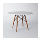 Conjunto de Mesa de Jantar Eames Eiffel Redonda 90cm Tampo de Madeira Branco com 4 Cadeiras Brancas - Thumbnail 3