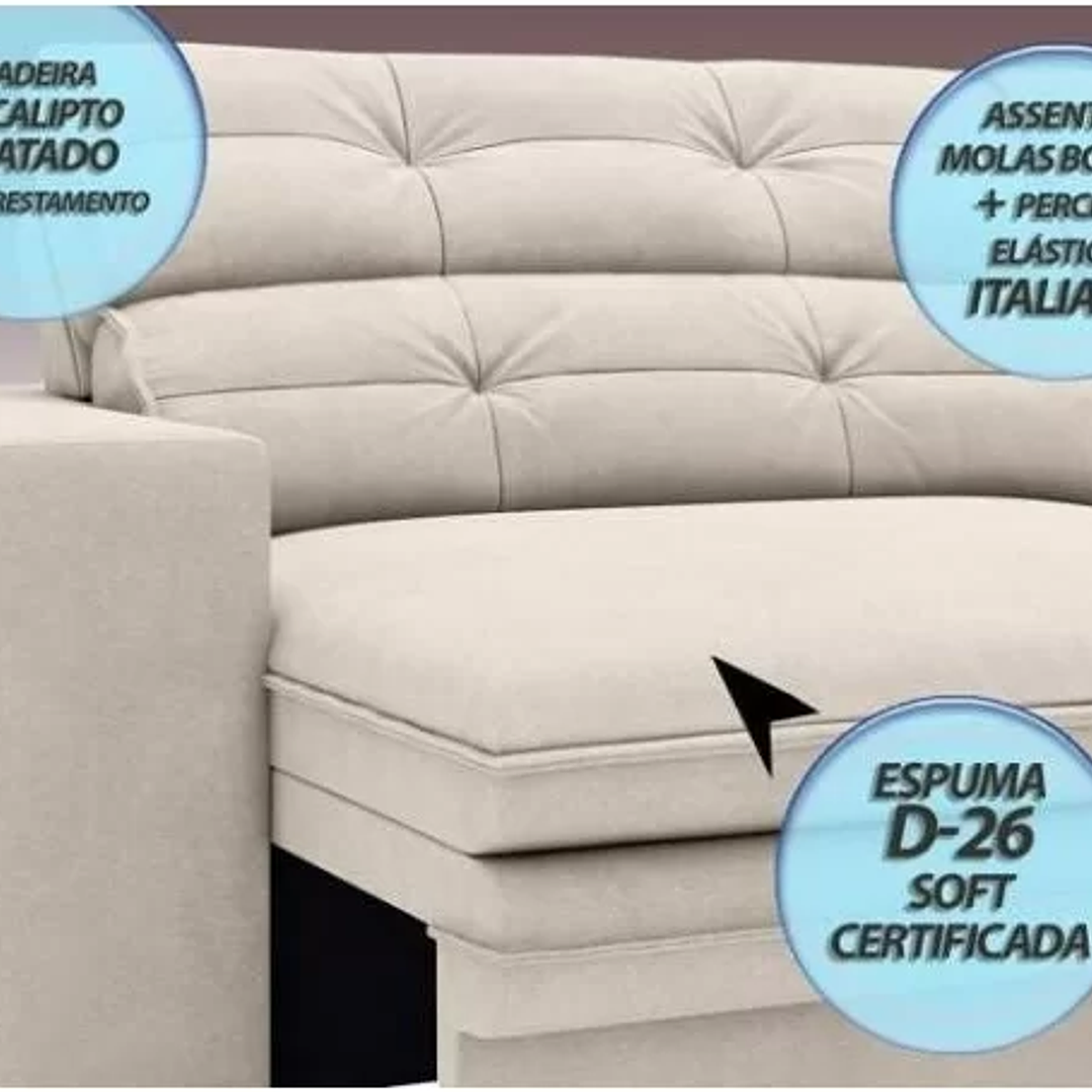 Sofá Pegasus 2,00M Assento Retrátil e Reclinável Velosuede  7