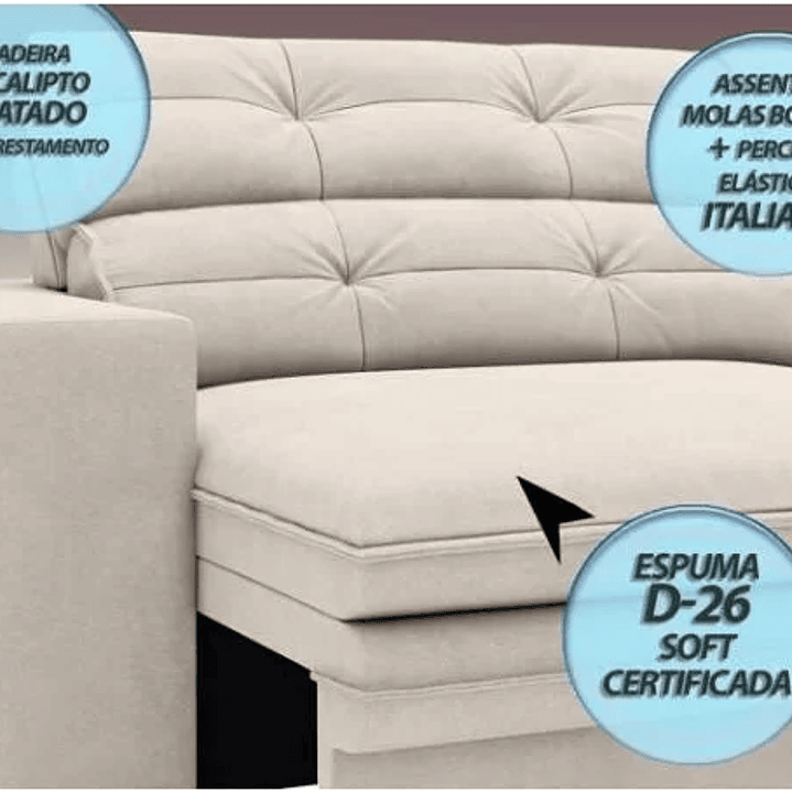 Sofá Pegasus 2,00M Assento Retrátil e Reclinável Velosuede  7