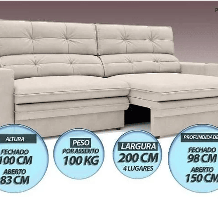 Sofá Pegasus 2,00M Assento Retrátil e Reclinável Velosuede  8
