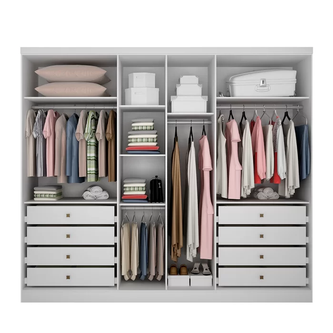 Guarda-Roupa Casal com Espelho 6 Portas 8 Gavetas Bari Branco  5