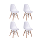 Conjunto de Mesa de Jantar Eames Eiffel Redonda 90cm Tampo de Madeira Branco com 4 Cadeiras Brancas - Thumbnail 4