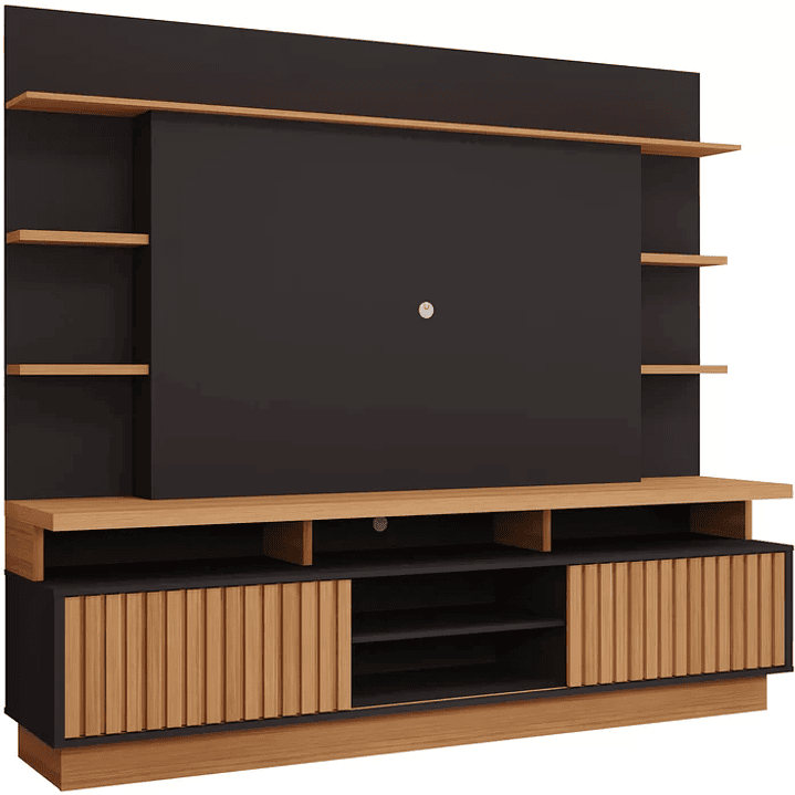 Estante Home para TV até 65 Polegadas Ripado 2 Portas Ravena Off White/Nature 3