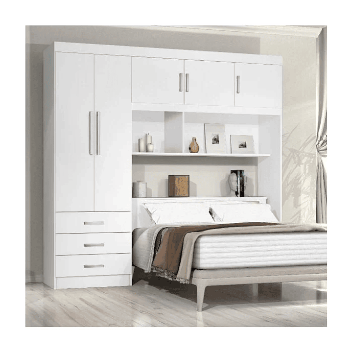 Guarda-Roupa Casal com Cabeceira Baú 5 Portas 3 Gavetas e Prateleiras Cancun  1