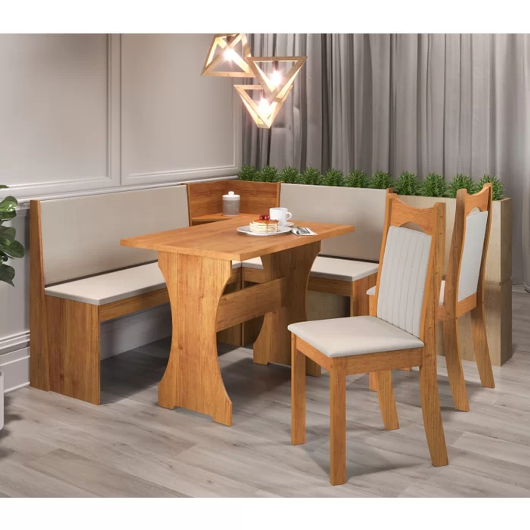 Canto Alemão Bueno com 2 Cadeiras Dalas Mel/Marfim 1