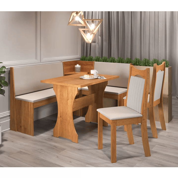 Canto Alemão Bueno com 2 Cadeiras Dalas Mel/Marfim 1