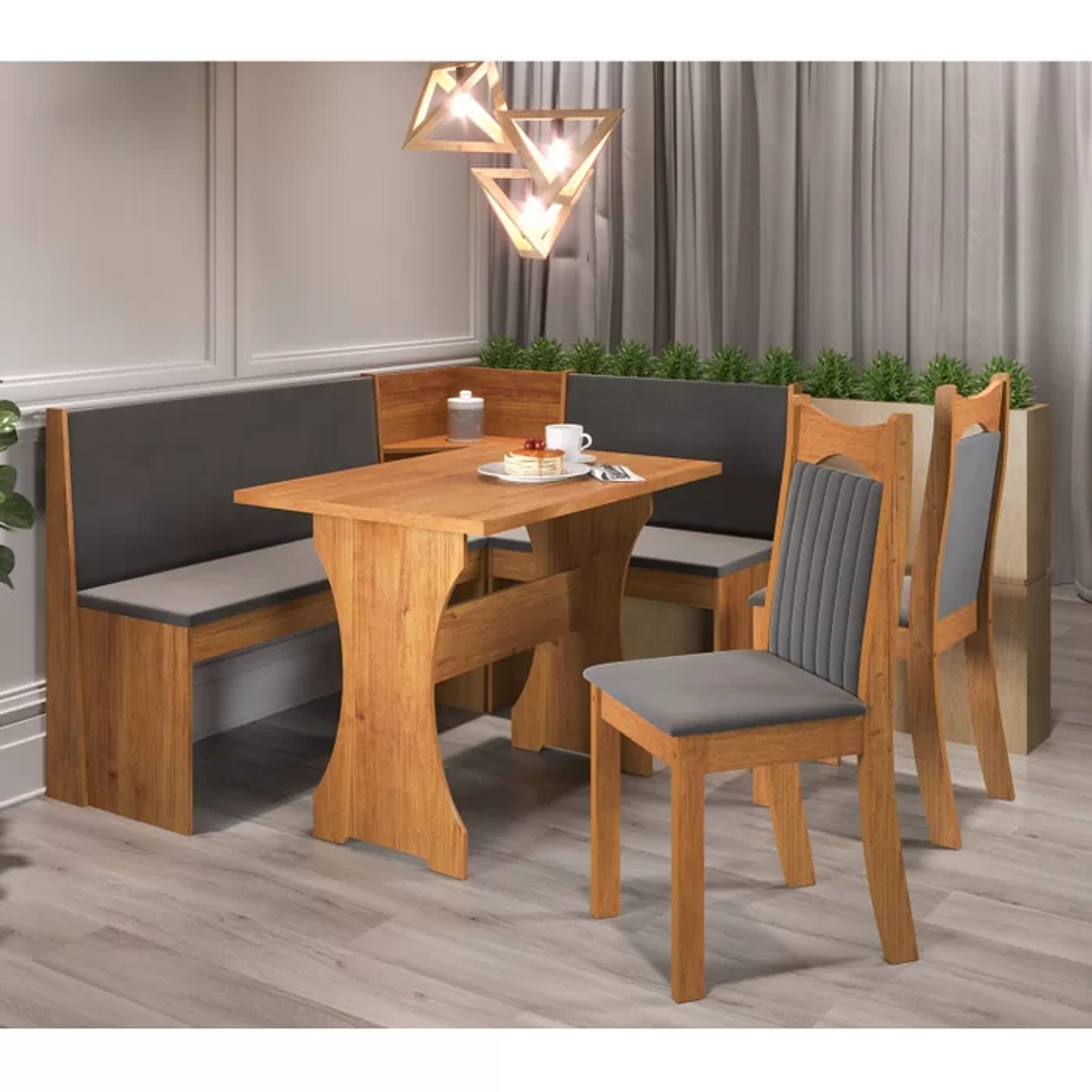 Canto Alemão Bueno com 2 Cadeiras Dalas Mel/Marfim 2