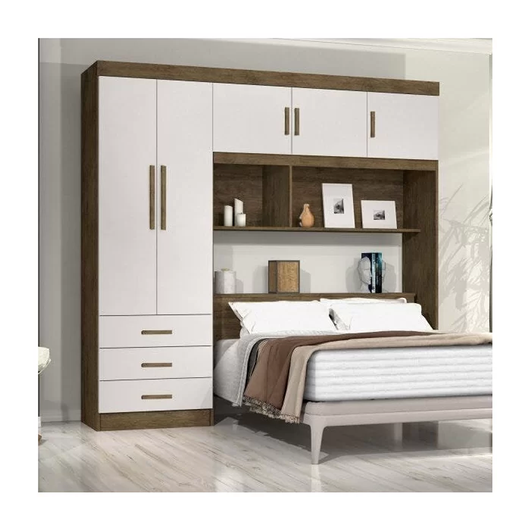 Guarda-Roupa Casal com Cabeceira Baú 5 Portas 3 Gavetas e Prateleiras Cancun  3
