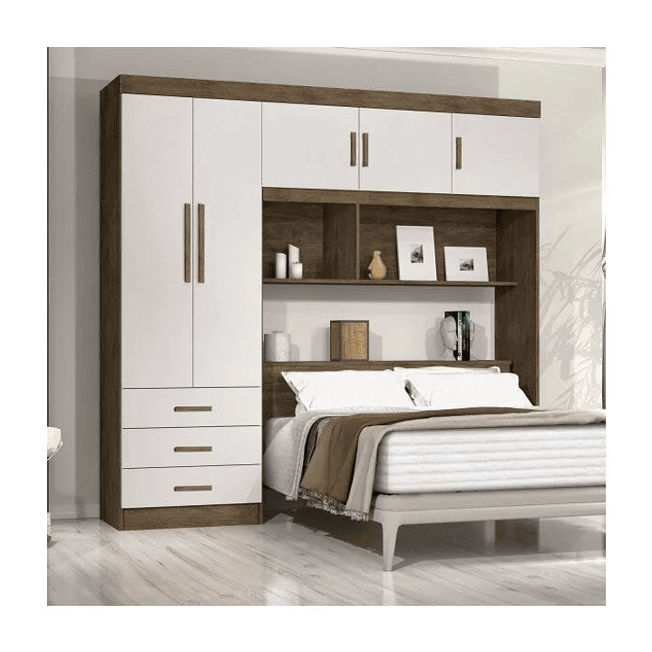 Guarda-Roupa Casal com Cabeceira Baú 5 Portas 3 Gavetas e Prateleiras Cancun  3