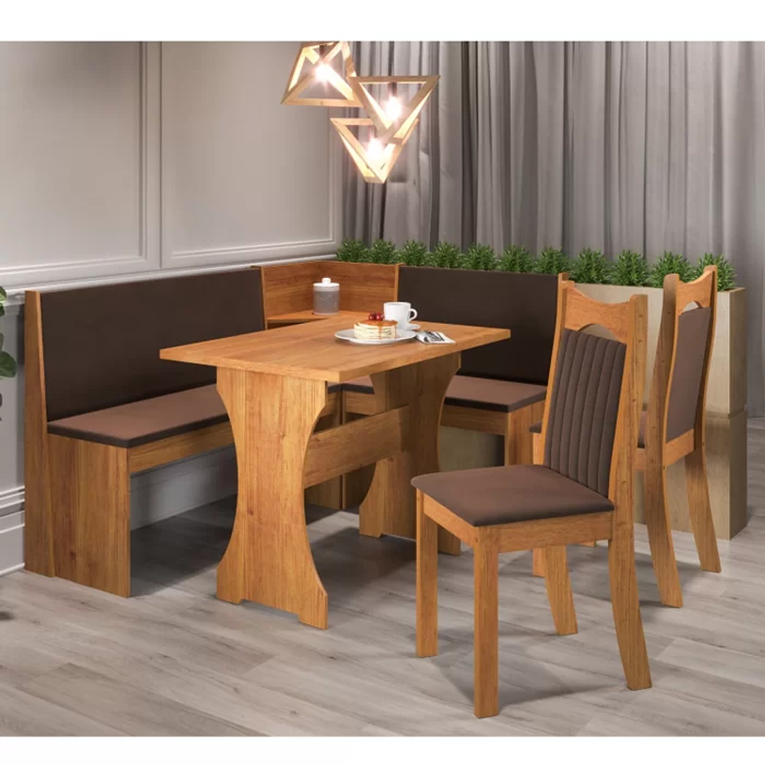 Canto Alemão Bueno com 2 Cadeiras Dalas Mel/Marfim 3