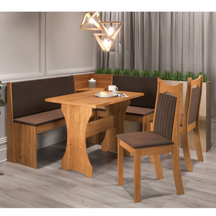 Canto Alemão Bueno com 2 Cadeiras Dalas Mel/Marfim 3