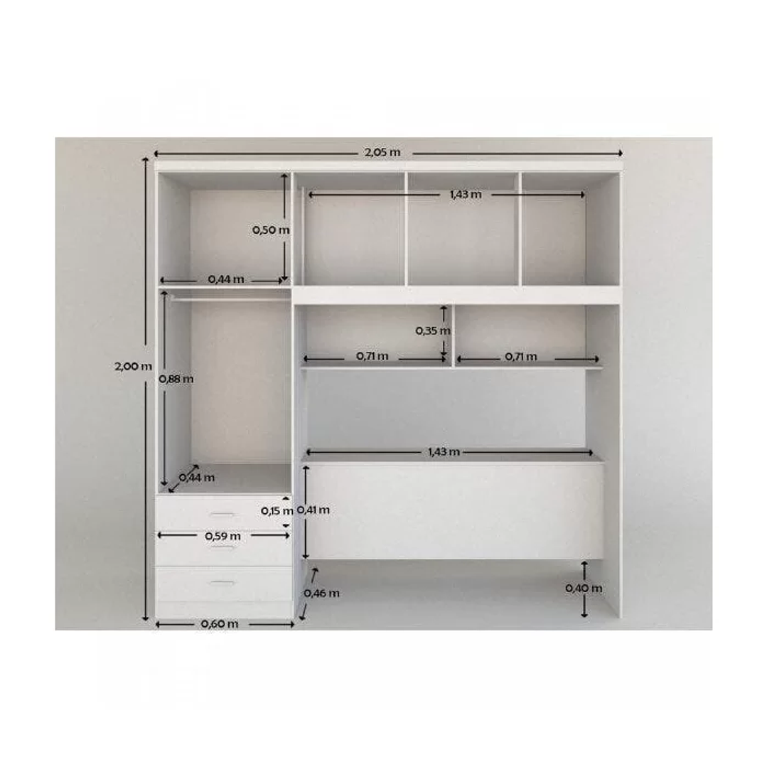 Guarda-Roupa Casal com Cabeceira Baú 5 Portas 3 Gavetas e Prateleiras Cancun  4