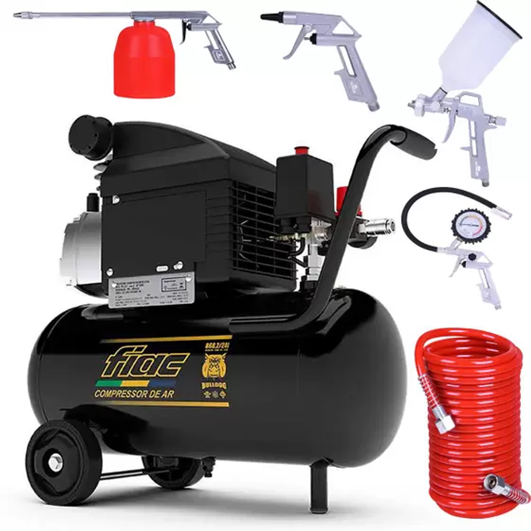 Compressor De Ar 24 Litros Kit Pintura 5 Peças Erb1 1