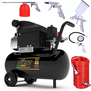 Compressor De Ar 24 Litros Kit Pintura 5 Peças Erb1
