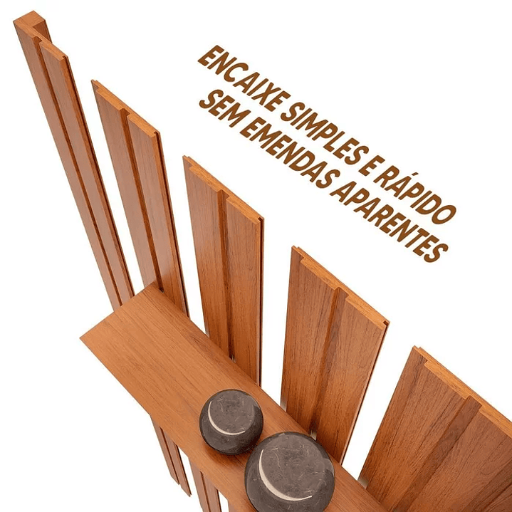 Rack Com Painel Ripado Para TV Até 60 Polegadas Freijó Off White. 3