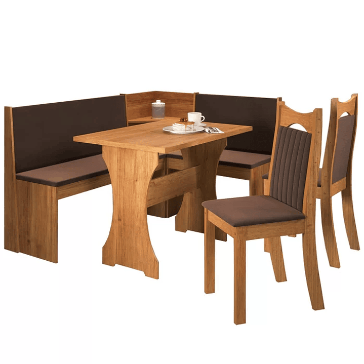 Canto Alemão Bueno com 2 Cadeiras Dalas Mel/Marfim 4