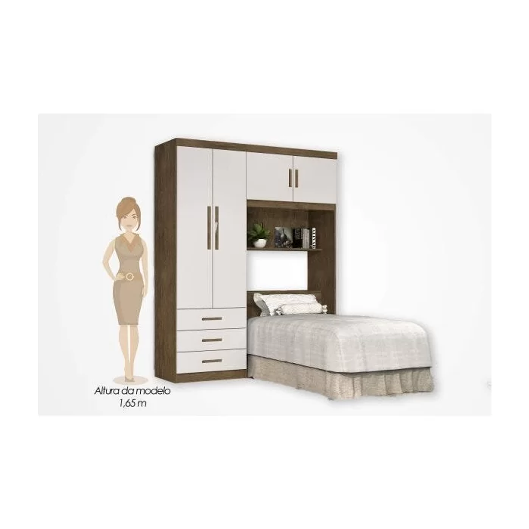 Guarda-Roupa Casal com Cabeceira Baú 5 Portas 3 Gavetas e Prateleiras Cancun  6