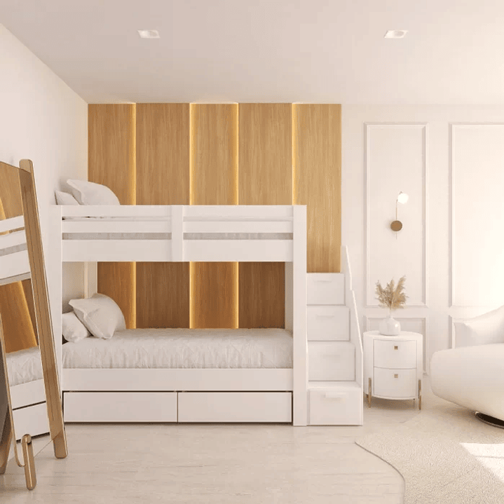 Beliche Solteiro Adulto com 2 Gavetões e 4 Nichos Star Plus Casatema Branco Perfect Wood 1