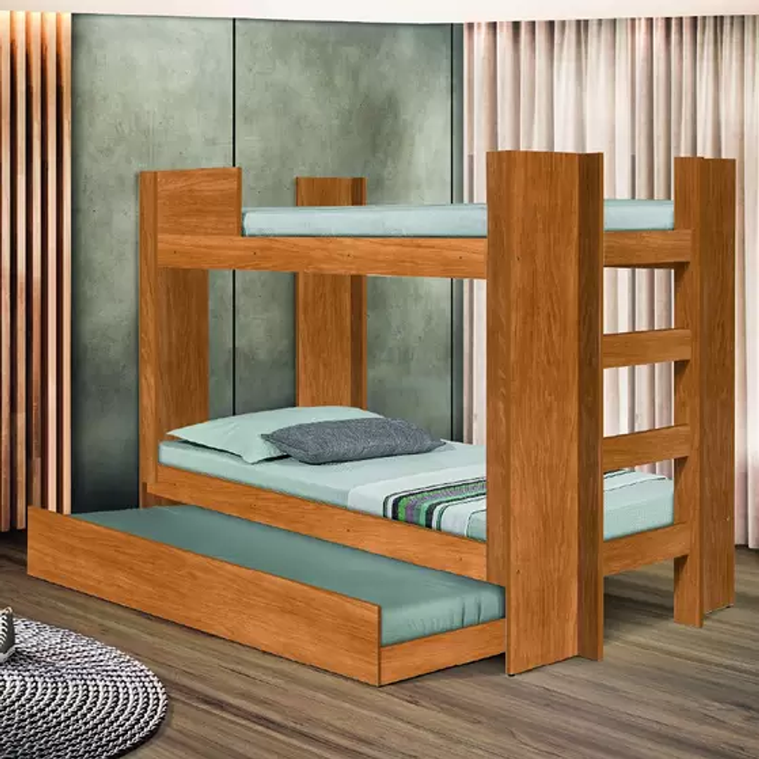 Beliche Solteiro com Cama Auxiliar Dublin Para Colchão de 0,88m Nature Tebarrot - TEBARROT DO BRASIL 1