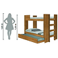 Beliche Solteiro com Cama Auxiliar Dublin Para Colchão de 0,88m Nature Tebarrot - TEBARROT DO BRASIL - Thumbnail 5