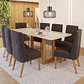 Conjunto Sala de Jantar Tampo Mdf/Vidro 8 Cadeiras Michelle Nature/Off White/Linho - Thumbnail 1