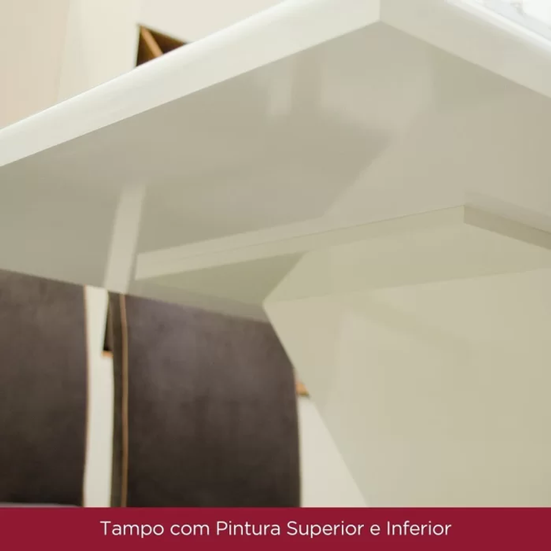 Conjunto Sala de Jantar Tampo Mdf/Vidro 8 Cadeiras Michelle Nature/Off White/Linho 8