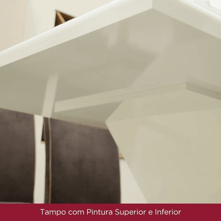 Conjunto Sala de Jantar Tampo Mdf/Vidro 8 Cadeiras Michelle Nature/Off White/Linho 8