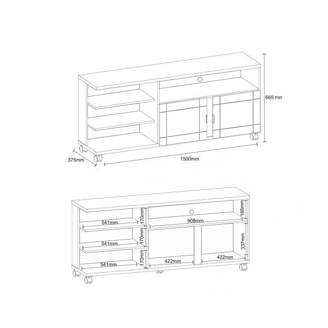 Rack com Painel para TV até 49 Polegadas Rio de Janeiro Marrom 3