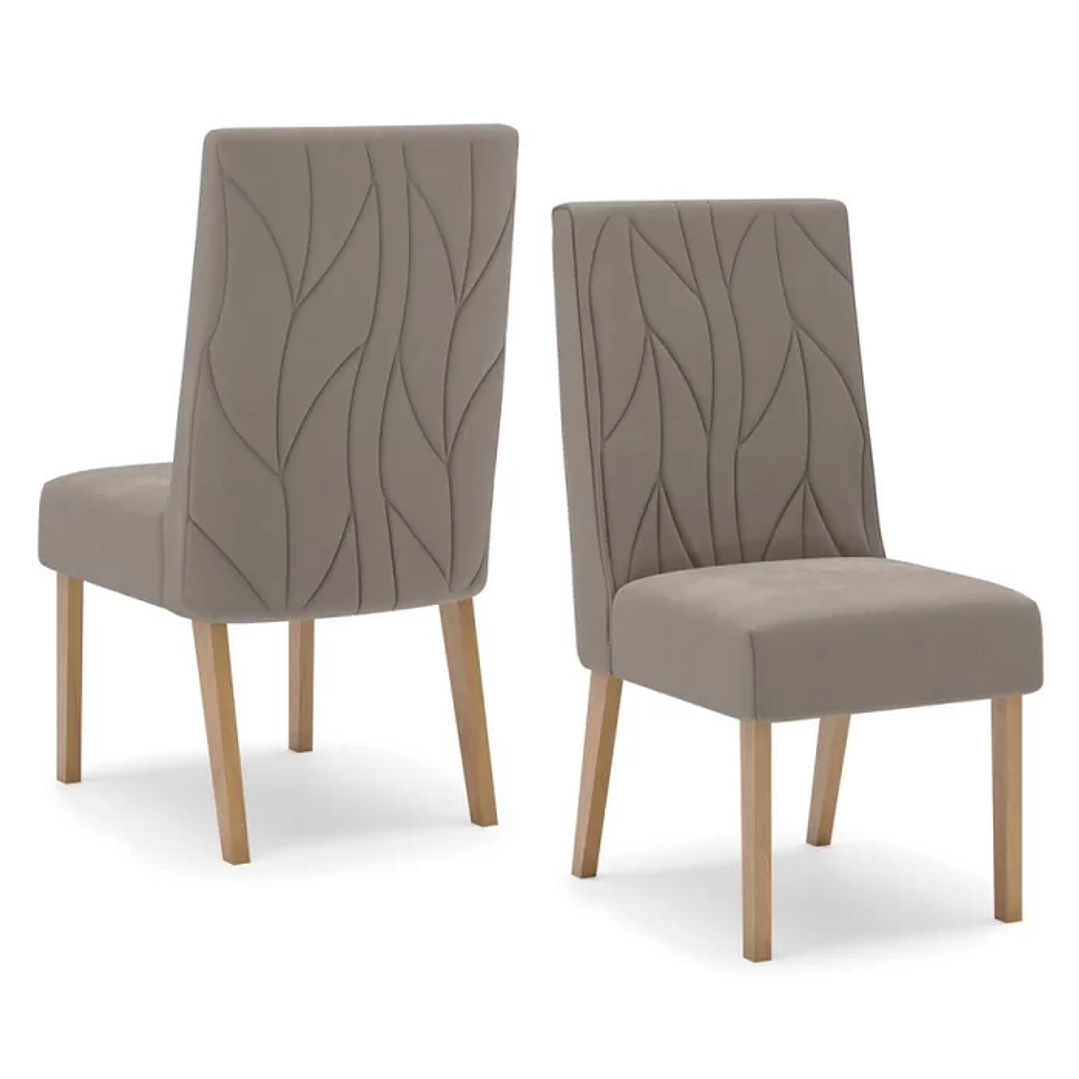 Conjunto Sala de Jantar Tampo Mdf/Vidro 8 Cadeiras Michelle Nature/Off White/Linho 11