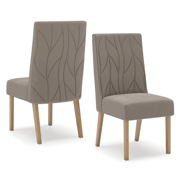 Conjunto Sala de Jantar Tampo Mdf/Vidro 8 Cadeiras Michelle Nature/Off White/Linho 11