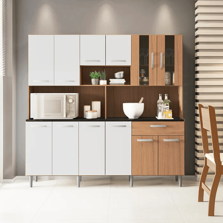 Armário de Cozinha 12 Portas 1 Gaveta Clara Branco 4