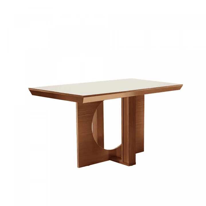 Conjunto Sala de Jantar Mesa Frisa e 4 Cadeiras Esparta Castanho /Pena Caramelo/Off White 5